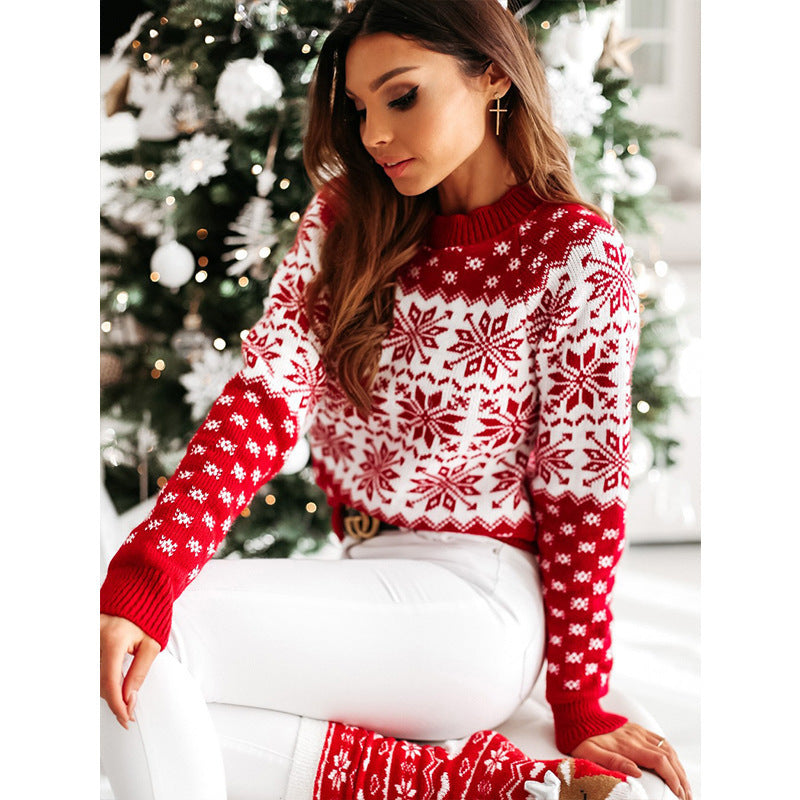 Soft and Warm Christmas Sweater with White and Red Patterning-Theone Apparel