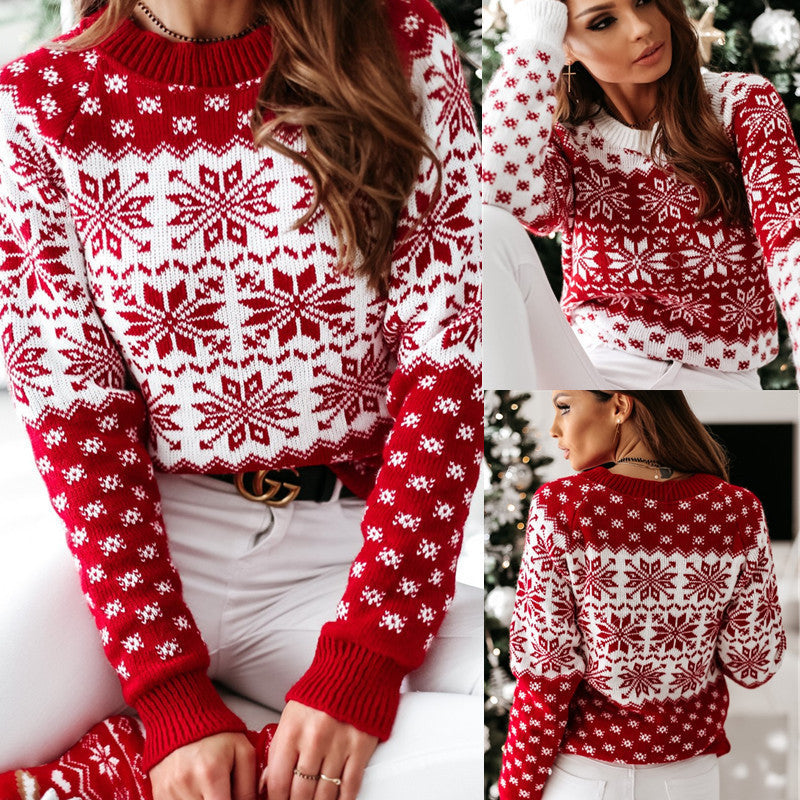 Soft and Warm Christmas Sweater with White and Red Patterning-Theone Apparel