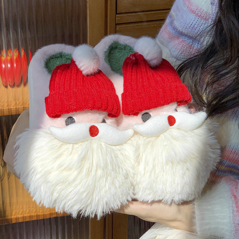 Super Soft and Fluffy White and Red Santa Clause 3D Slippers-Theone Apparel