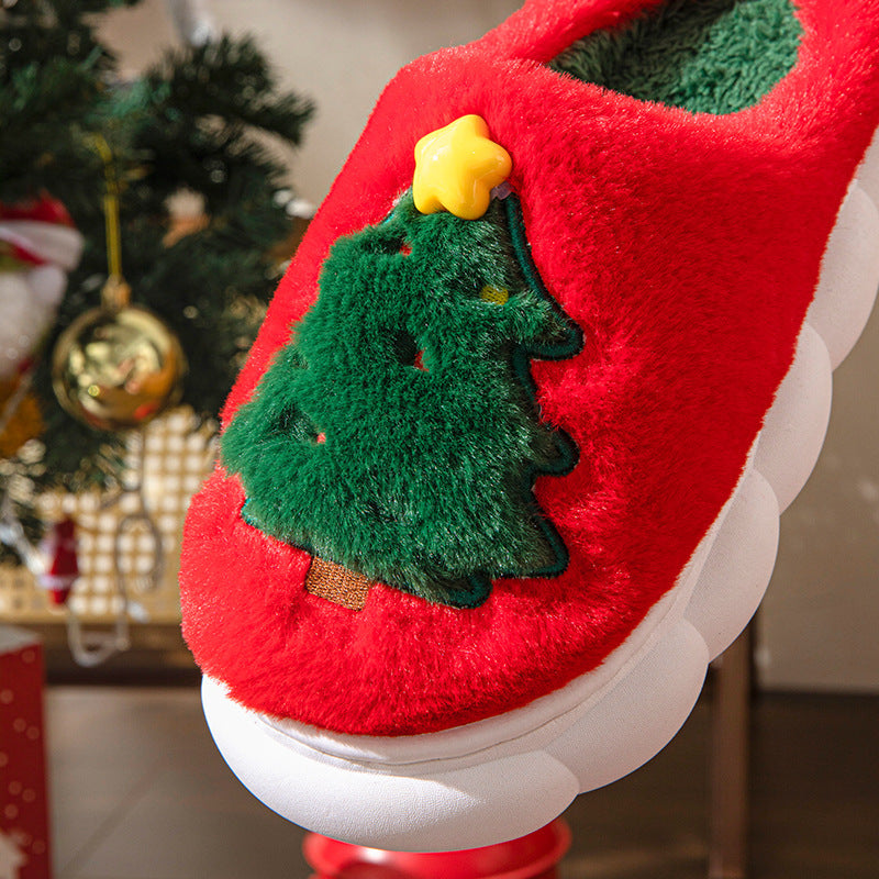 Ultra Plush and Soft Christmas Tree House Slippers with Traction Soles-Theone Apparel