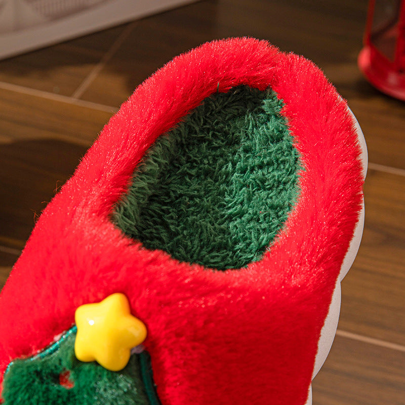 Ultra Plush and Soft Christmas Tree House Slippers with Traction Soles-Theone Apparel