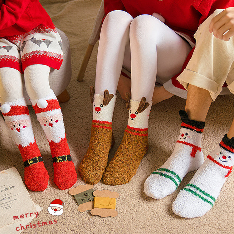 Ultra Soft Fleece Christmas Themed Crew Socks for Kids-Theone Apparel