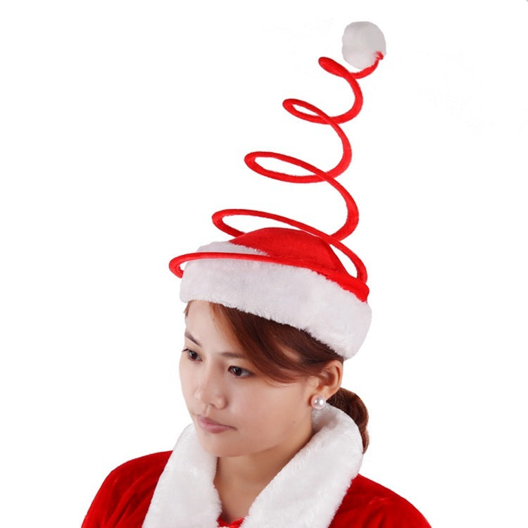 Whimiscal Twirly Minimalist Santa Hat with Puffball-Red-Theone Apparel