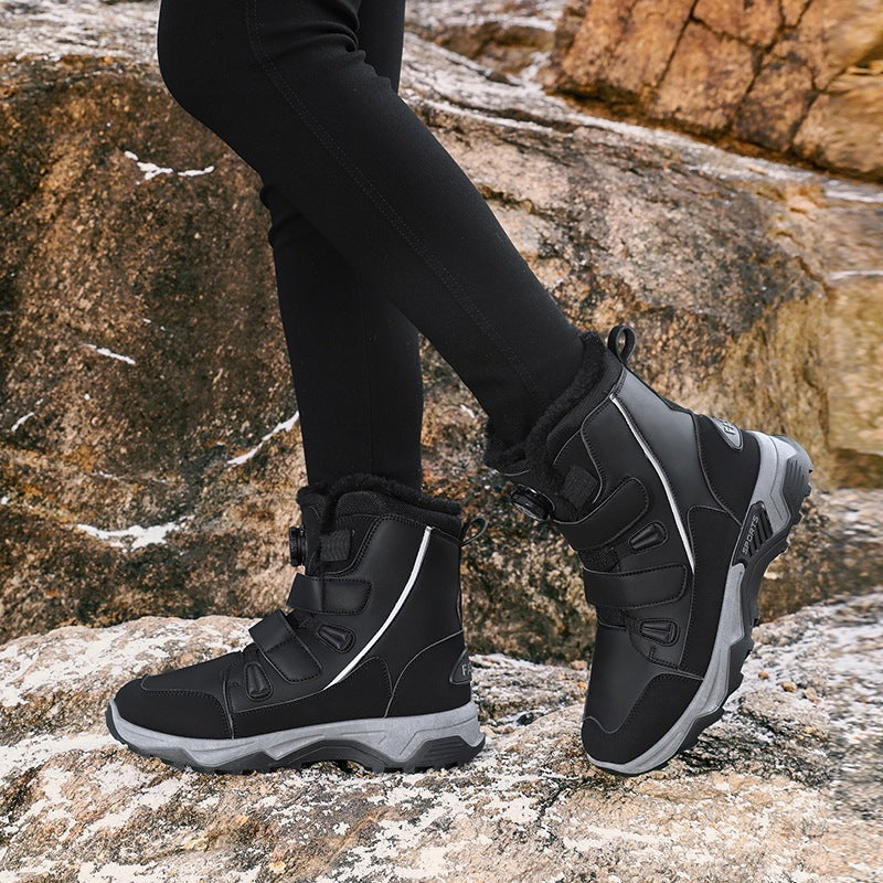 Women's Faux Fur Lined Snow Boots with Velcro Straps-Theone Apparel