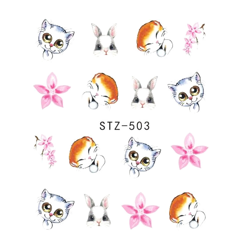 Women's Floral Nail Stickers for Accent Nails and False Nails-STZ 503-Theone Apparel