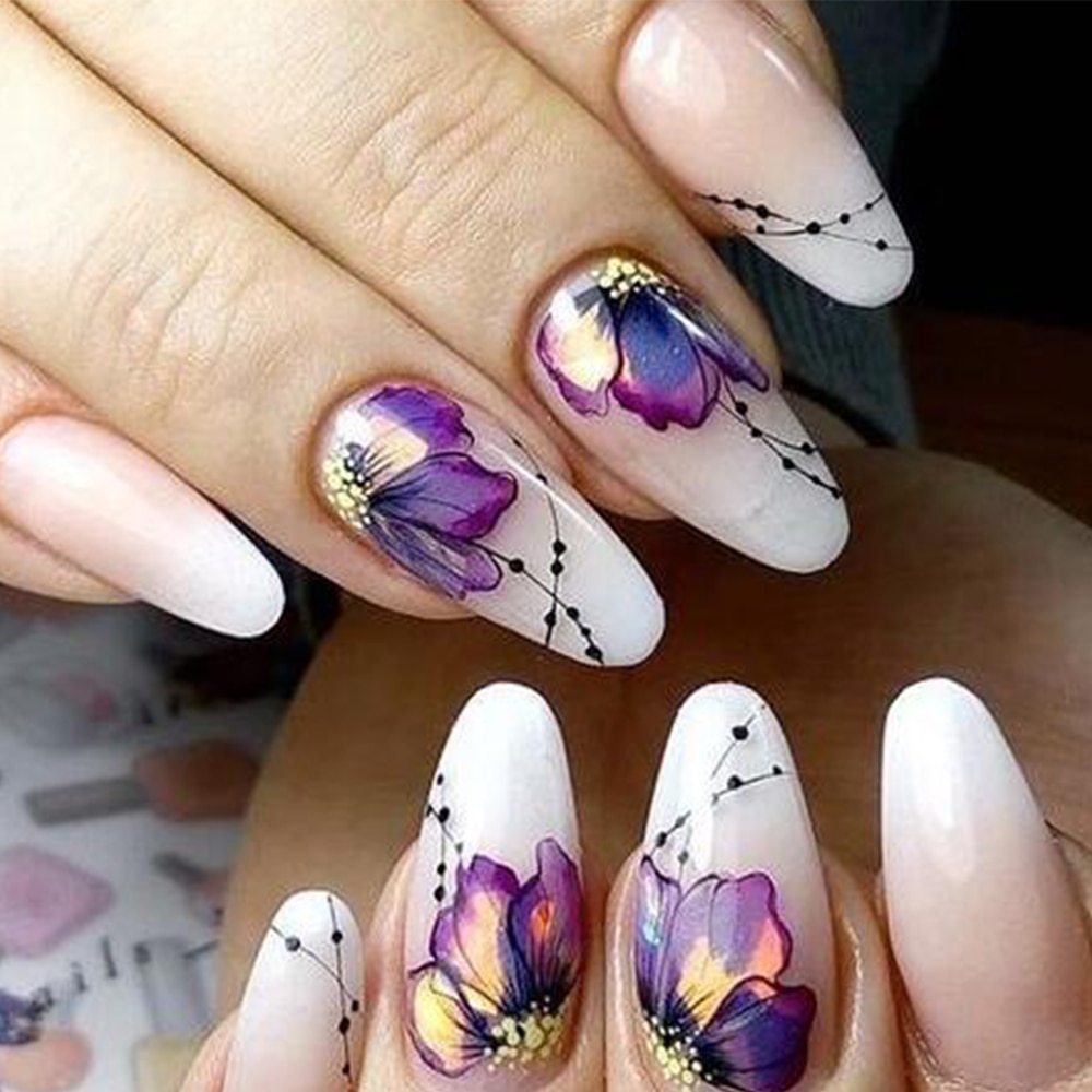 Women's Floral Nail Stickers for Accent Nails and False Nails-Theone Apparel