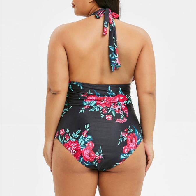 Women's Plus Size Floral Print One Piece Swimsuit-Theone Apparel
