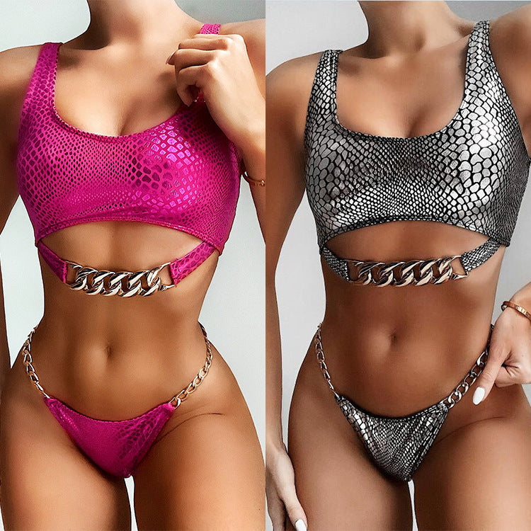 Women's Two Piece Bikini with Metal Adornments-Theone Apparel