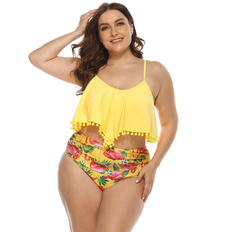 Women's Two Piece Tassel Crop Top Plus Size Bikini-Theone Apparel