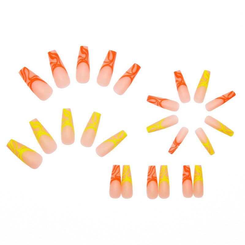 Women's Vibrant Coffin Shaped Nail Set with Neon Tips-Theone Apparel