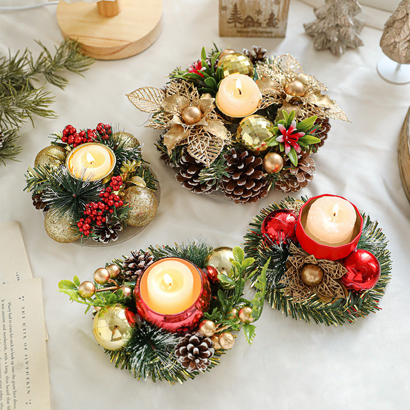 Wreath & Ornament Votive Candle Holder Christmas Centerpiece in Assorted Styles-Theone Apparel