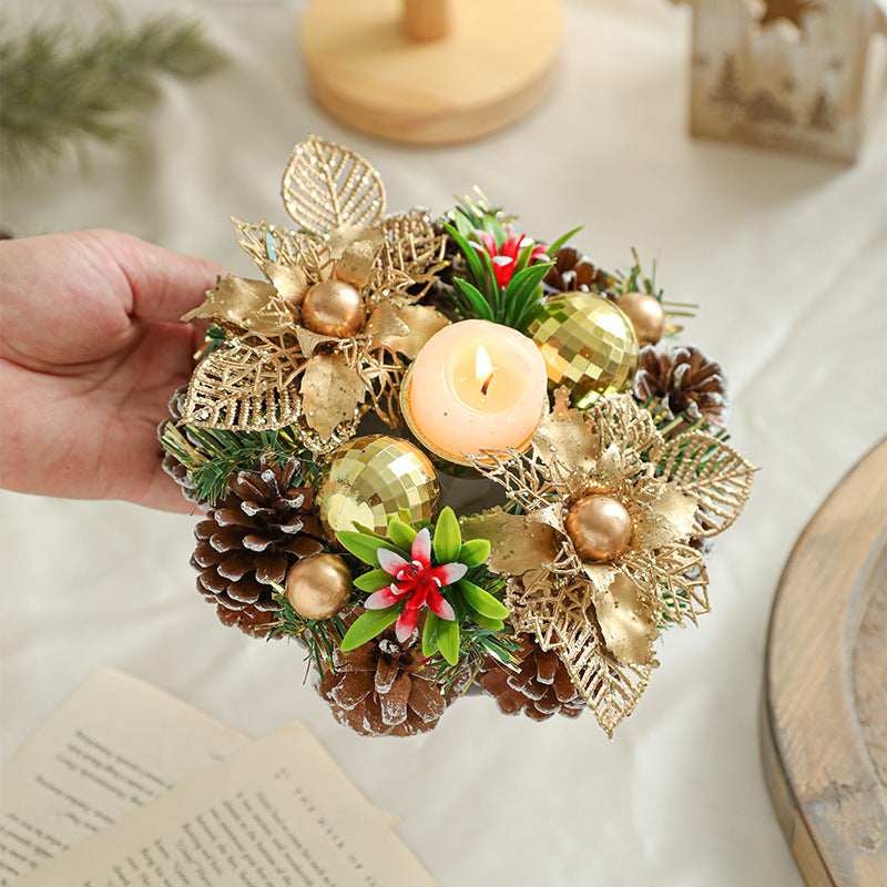 Wreath & Ornament Votive Candle Holder Christmas Centerpiece in Assorted Styles-Theone Apparel