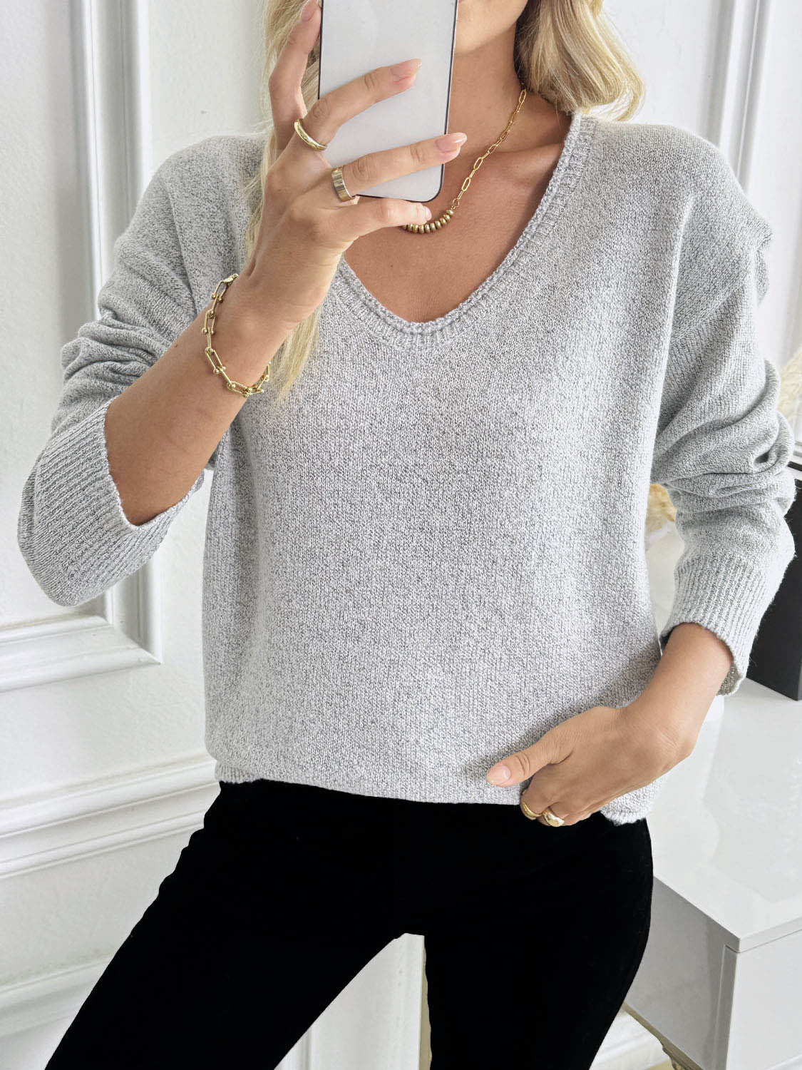 Multi-Color Patterned Pullover Knit Sweater For Women