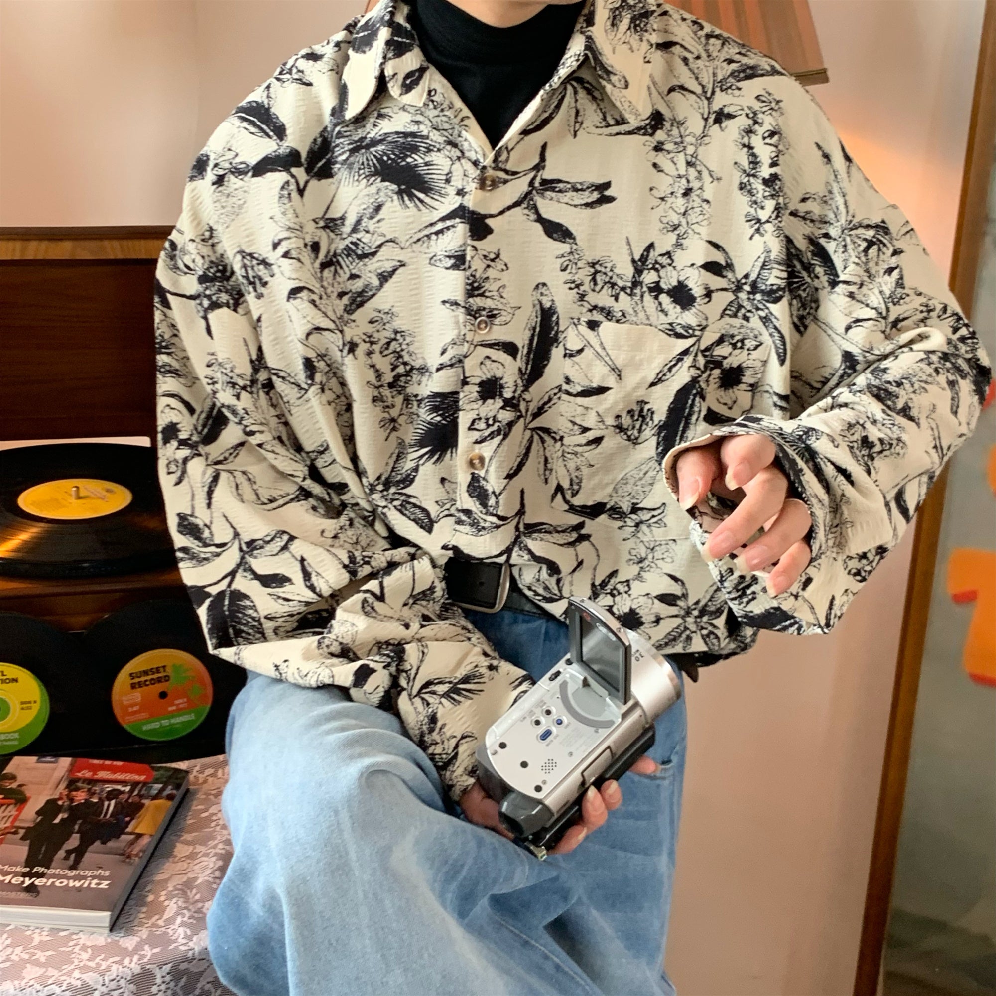 Vintage Printed Long Sleeve Shirt For Stylish Everyday Wear