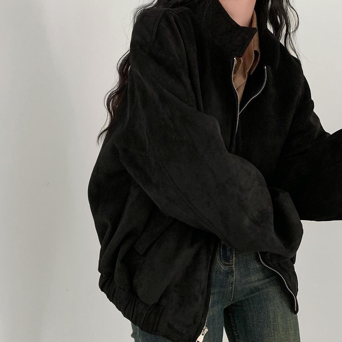 Women's Deerskin Velvet Winter Coat With Double Zipper Warm