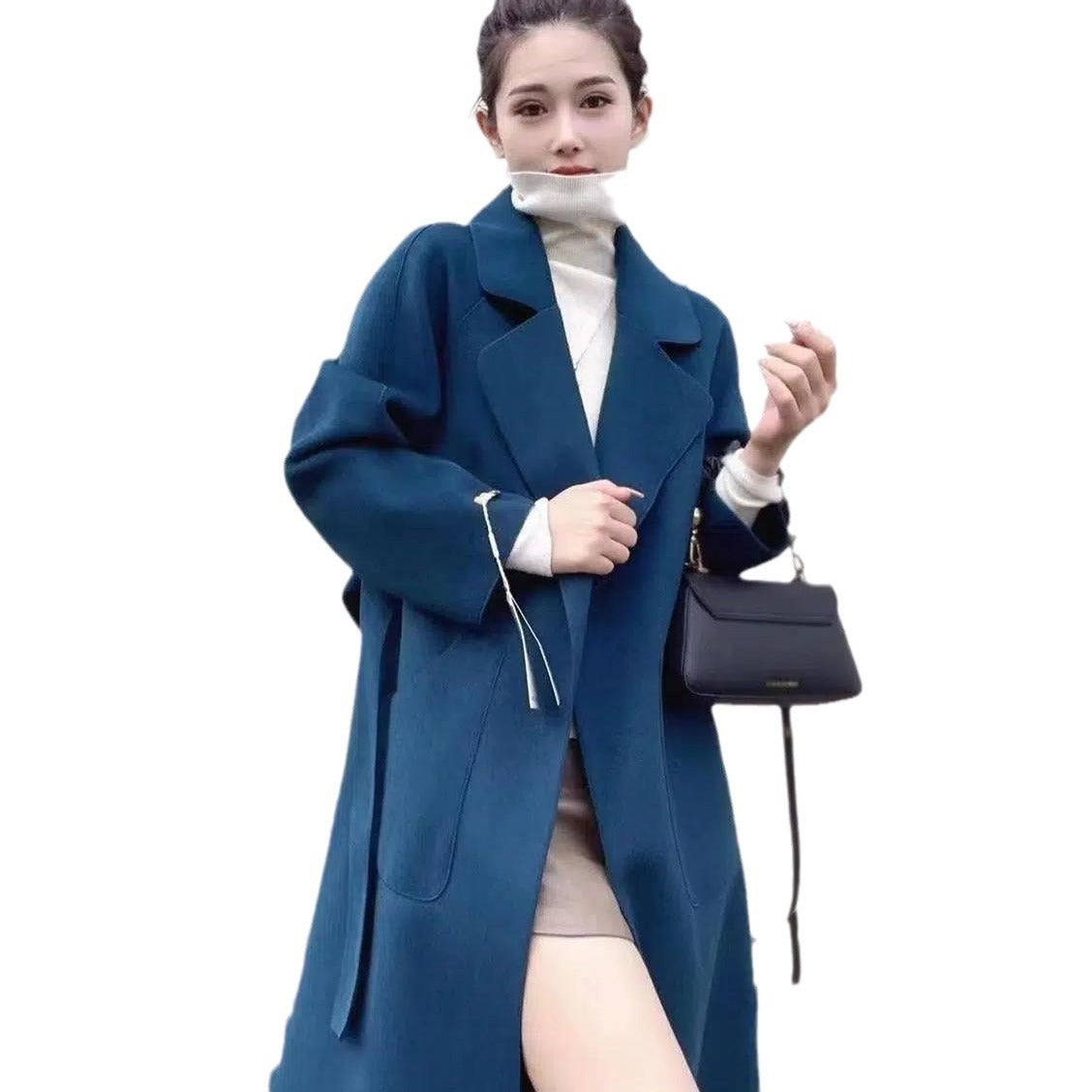 Stand-Collar Mid-Length Thick Fleece Coat For Women