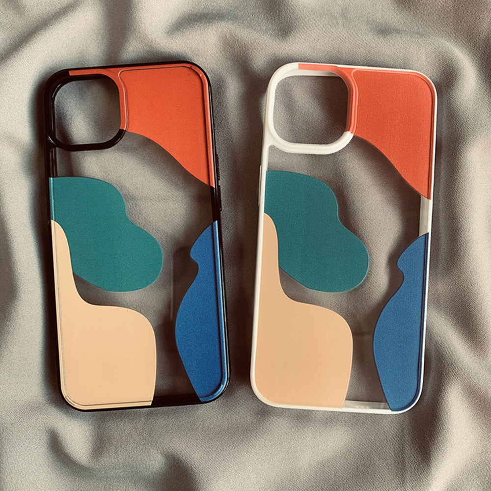 Geometric Contrast Color Acrylic Protective Case For Smartphones
