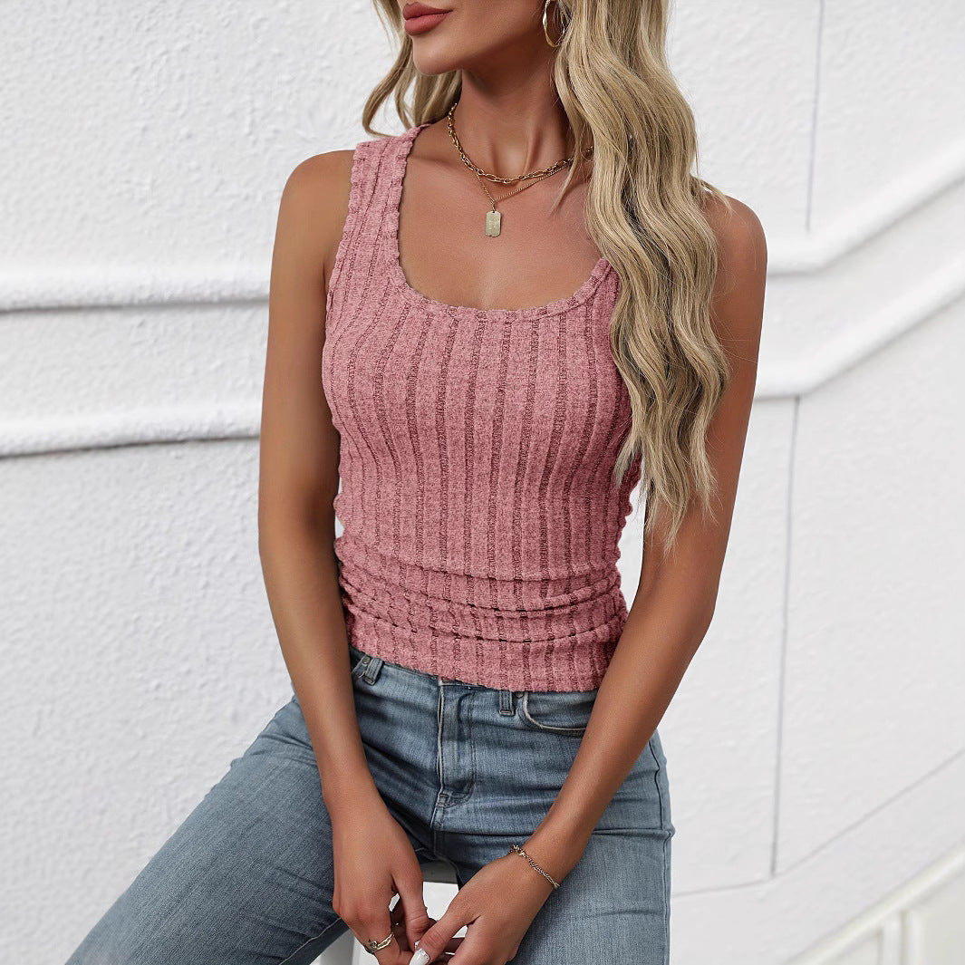 Solid Color Sleeveless Casual Pullover Tank For Everyday Wear