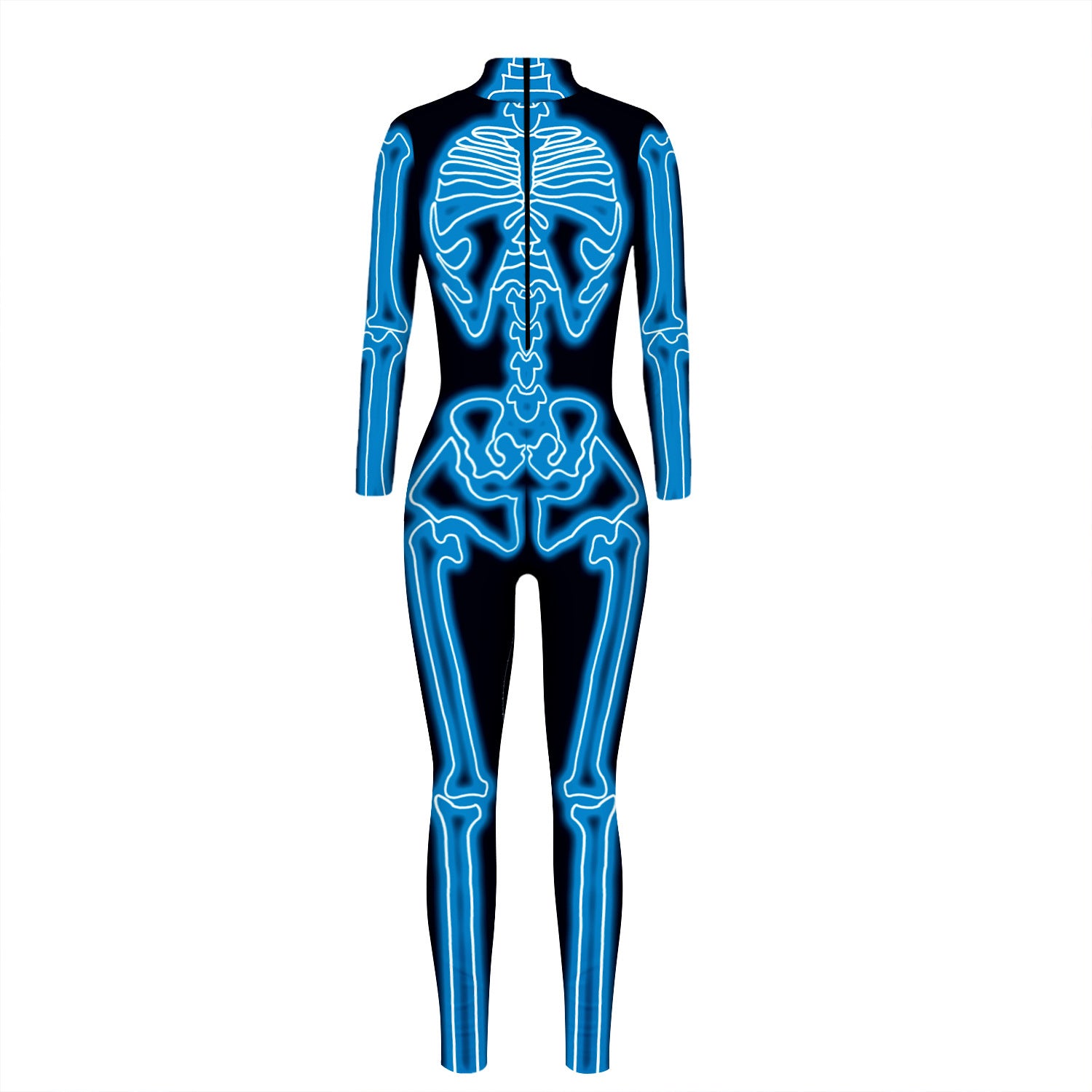 Skeleton Print Tight Fit Jumpsuit With Long Sleeves