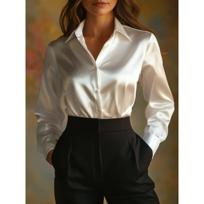 Women's Loose Fit Solid Color Everyday Casual Long Sleeve Shirt