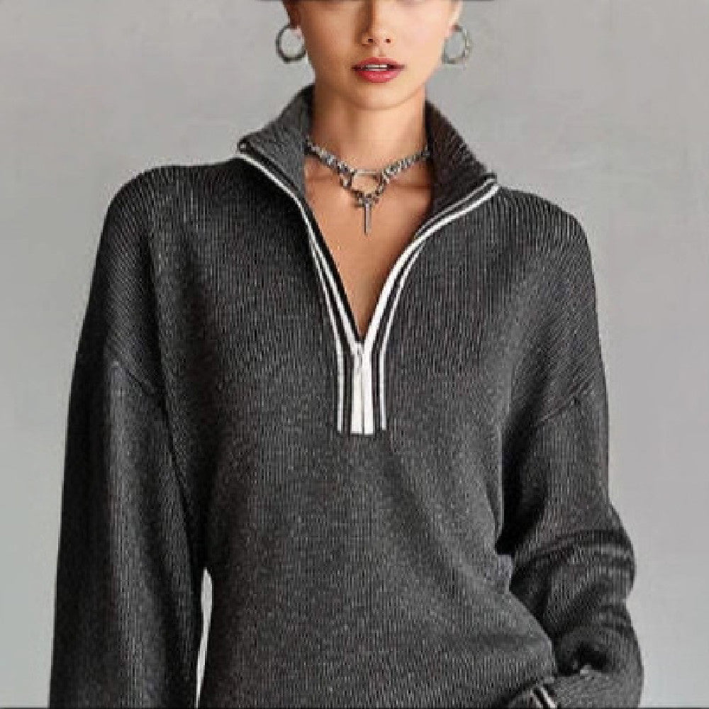 Color-Block Wool-Blend Knit Jacket For Women