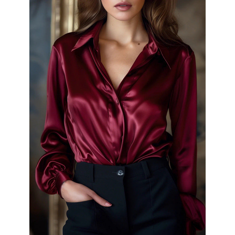 Women's Loose Fit Solid Color Everyday Casual Long Sleeve Shirt
