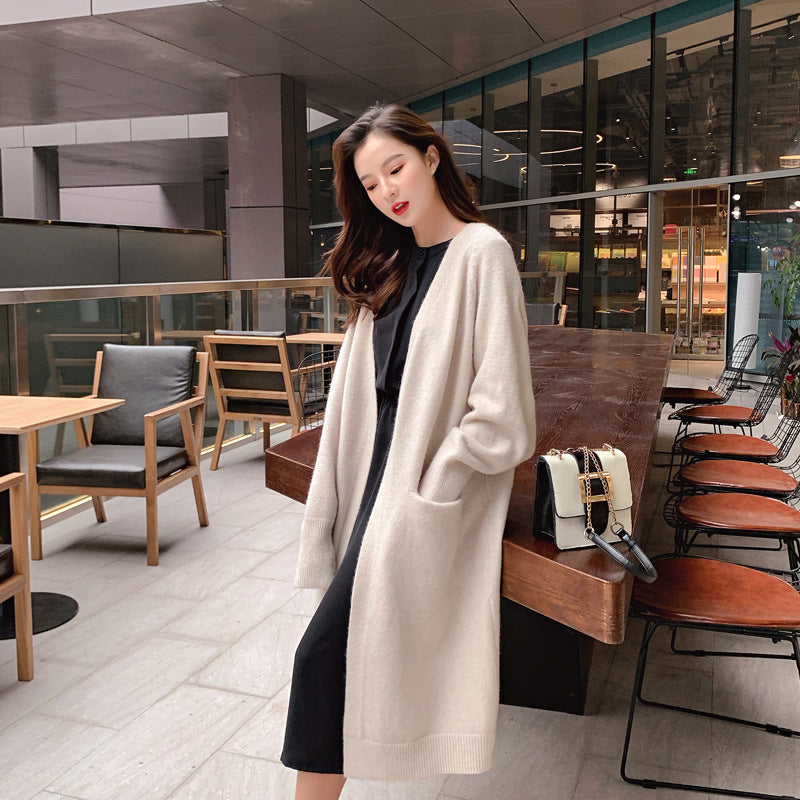 Mid-Length V-Neck Knitted Sweater Jacket For Everyday Comfort And Style