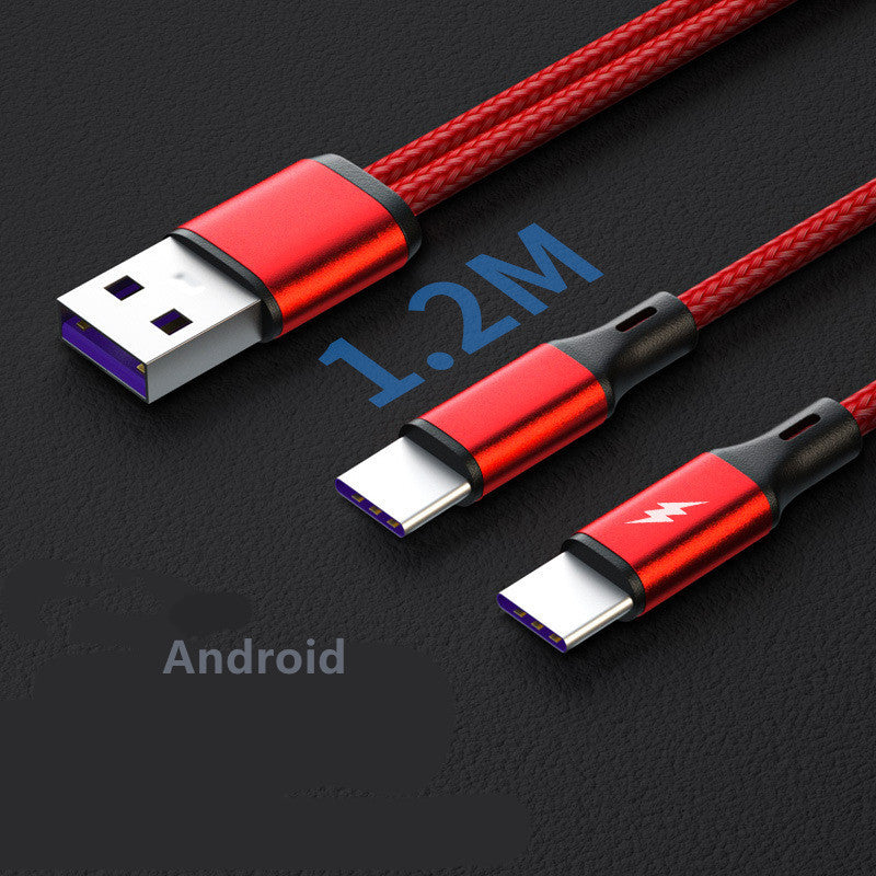 Two Device Fast Charging Braided Cable With Dual Android Connectors