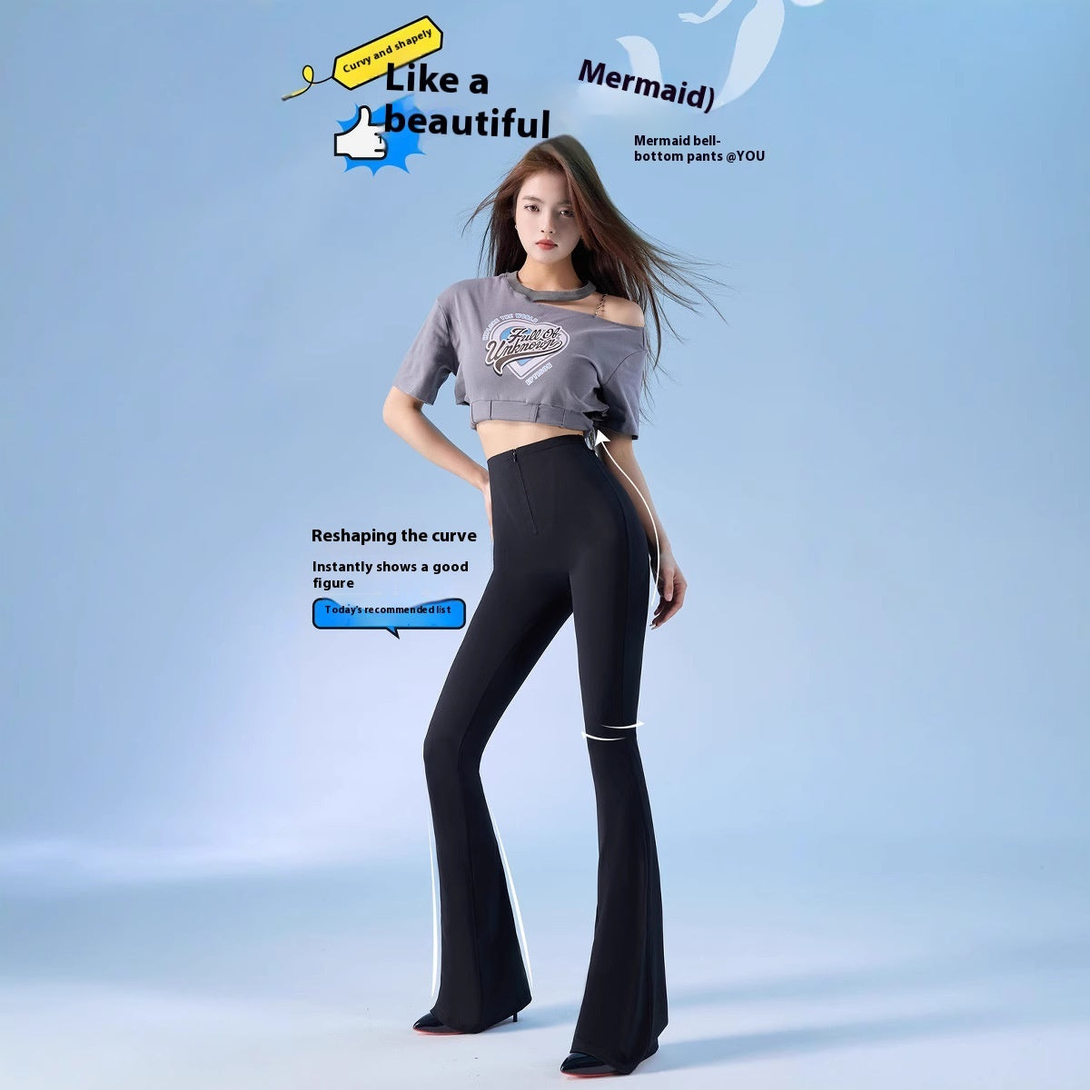 Mermaid Bell Bottom High Waist Yoga Pants For Flattering Shape