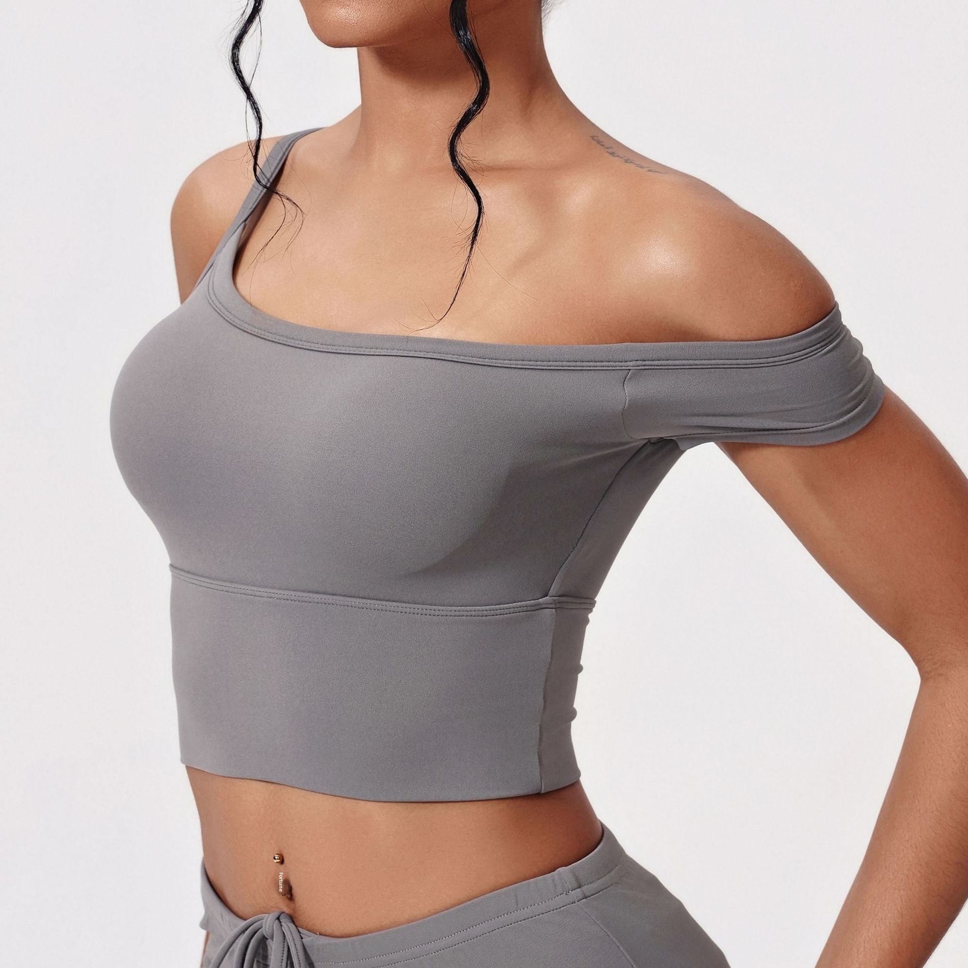 Asymmetric Padded Nylon Sports Vest With Double Fixed Straps