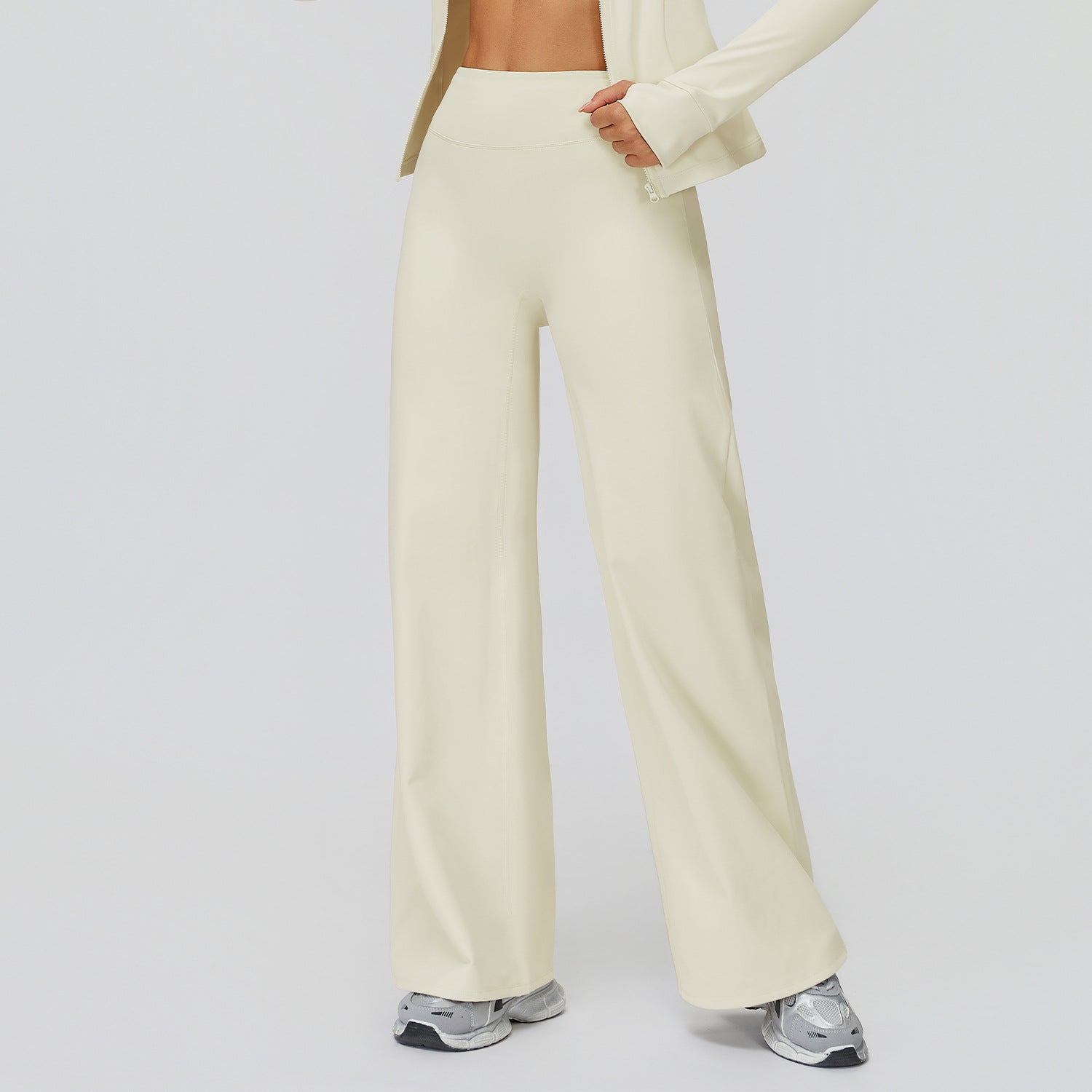 Wide Leg Fleece Lined High Waist Trousers For Cold Days