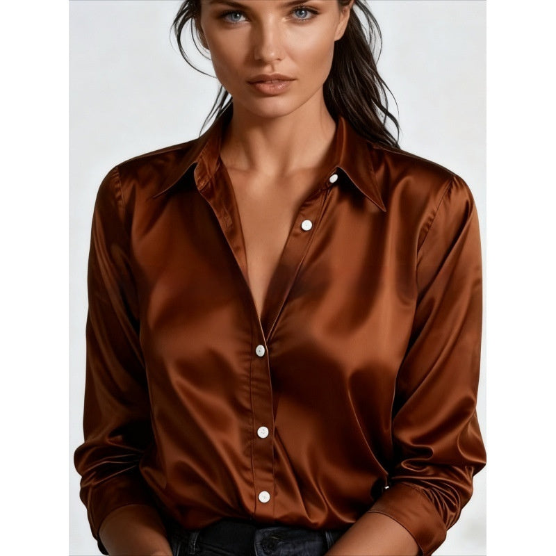 Women's Loose Fit Solid Color Everyday Casual Long Sleeve Shirt