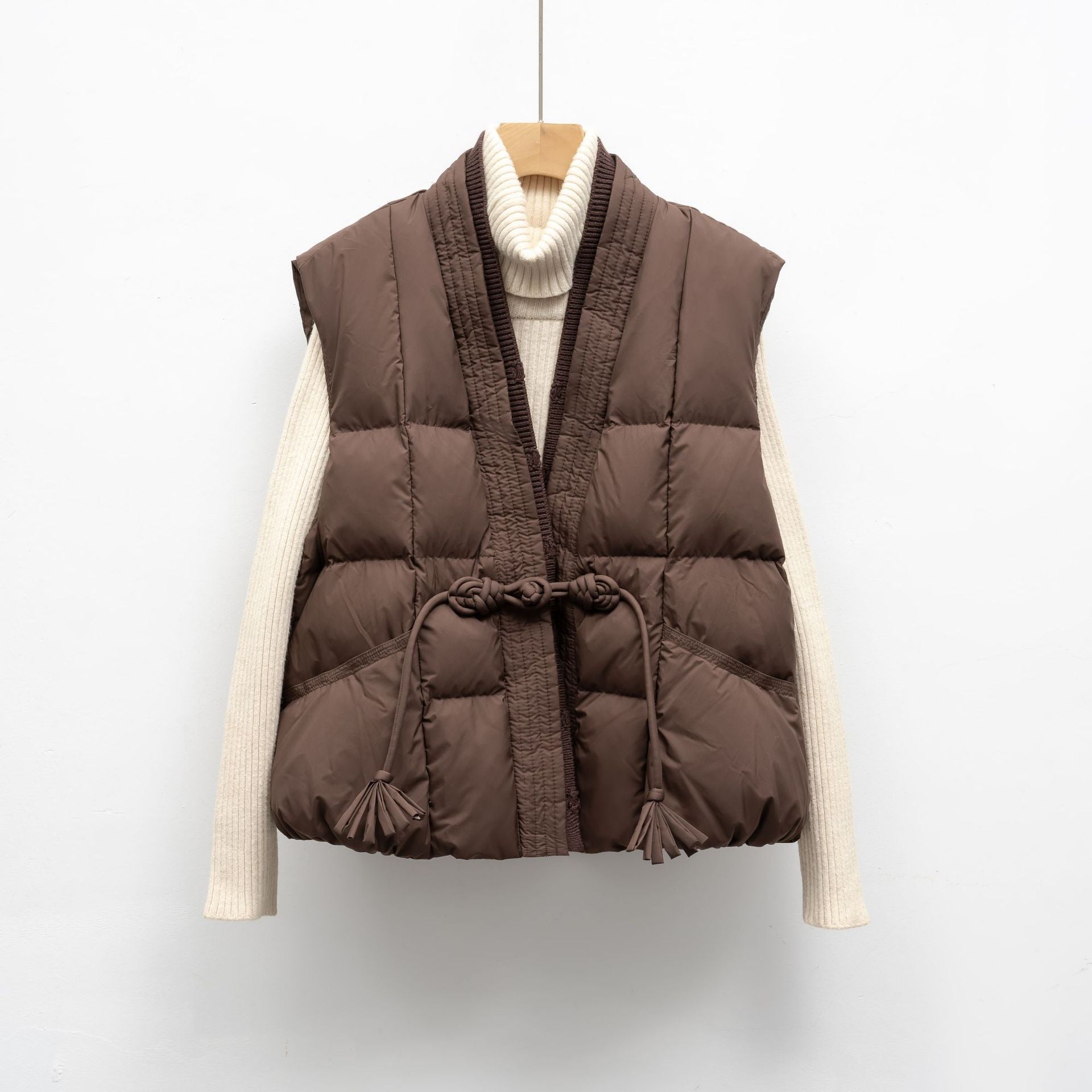 V-Neck Loose Fit Mid-Weight Solid Color Autumn Winter Vest
