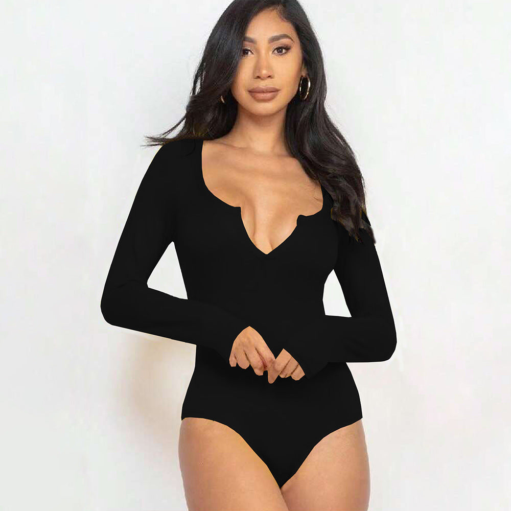 Minimalist Slim Fit Jumpsuit With Three Quarter Tapered Pants
