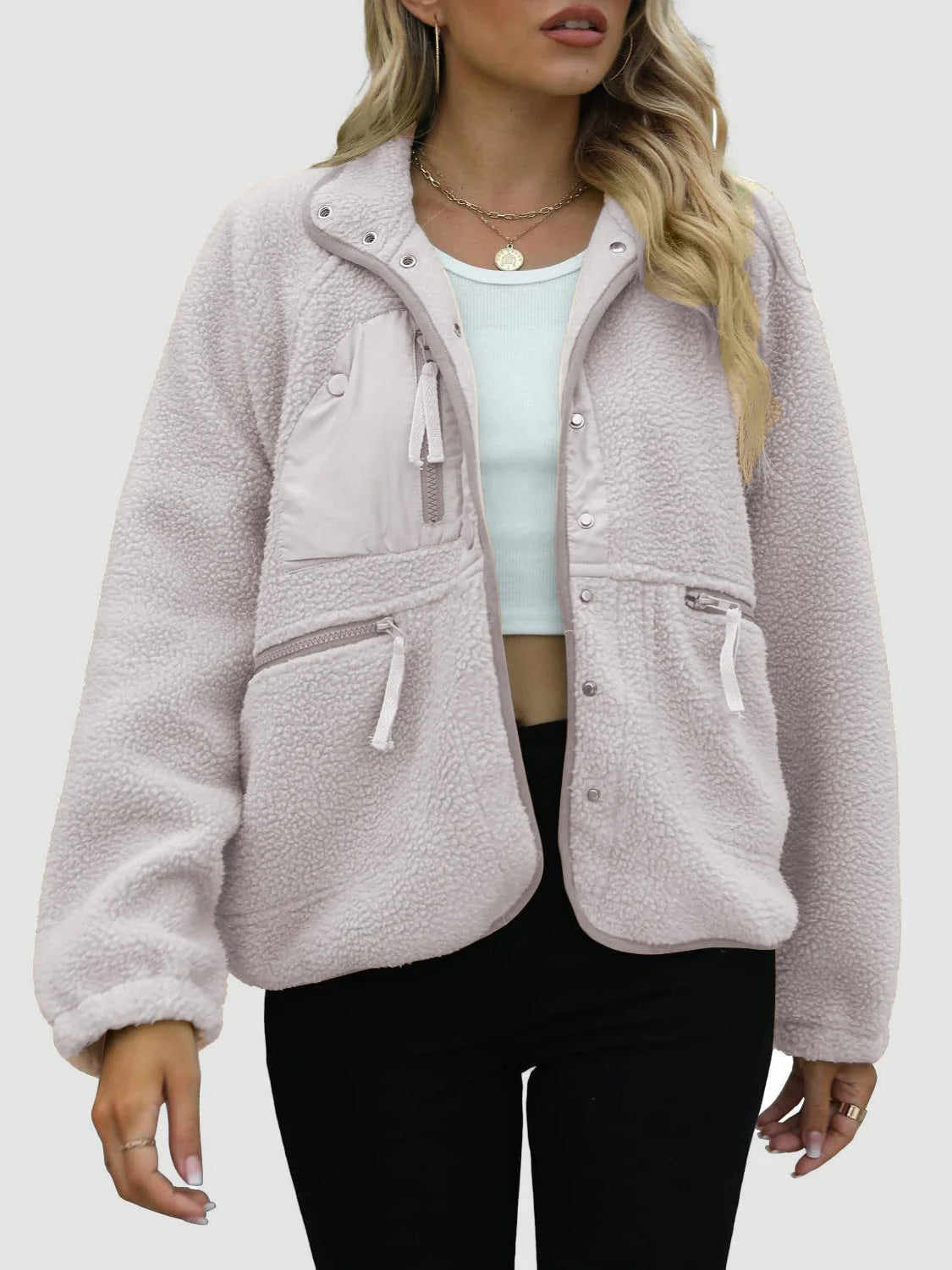 Plush Lamb Wool Short Cardigan Coat Women's Cozy Jacket