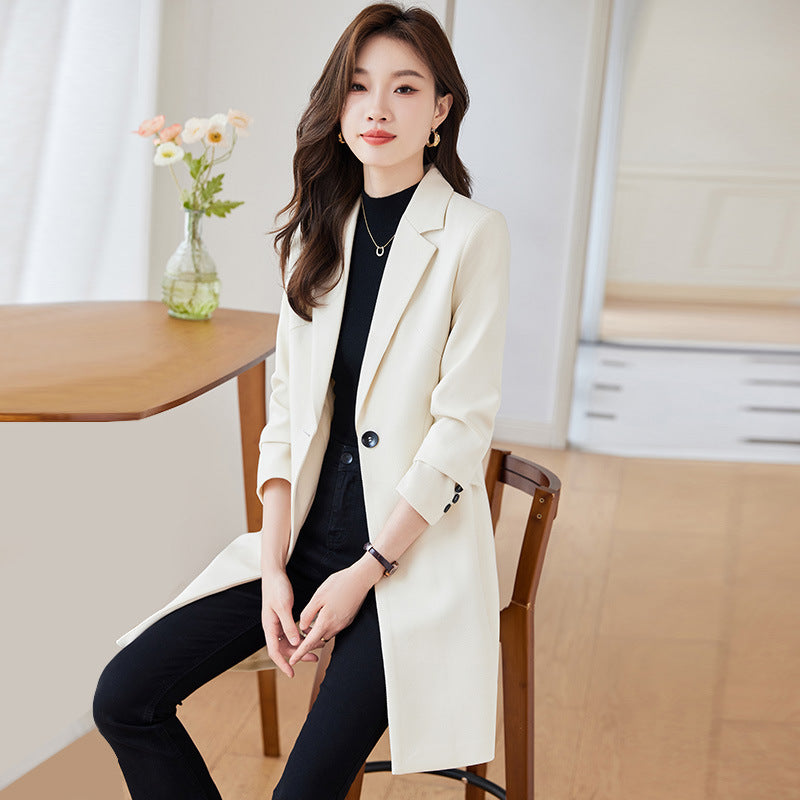 Black Mid-Length Trench Coat For Women Classic