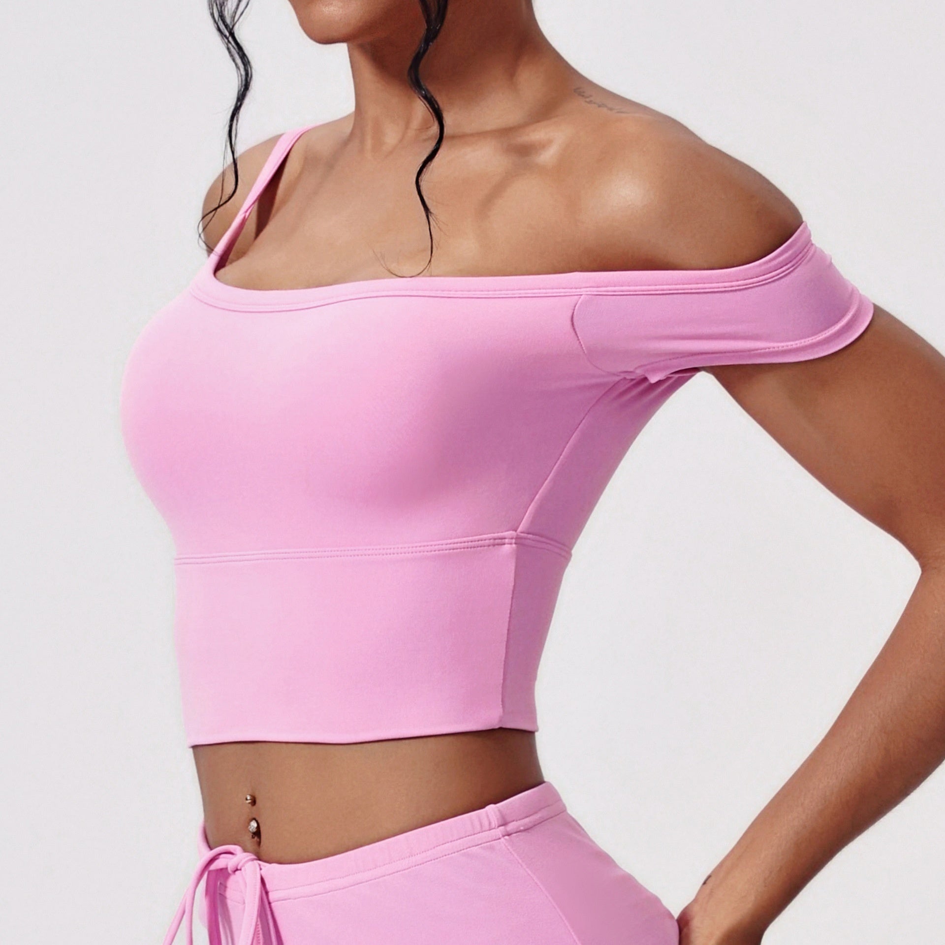 Asymmetric Padded Nylon Sports Vest With Double Fixed Straps
