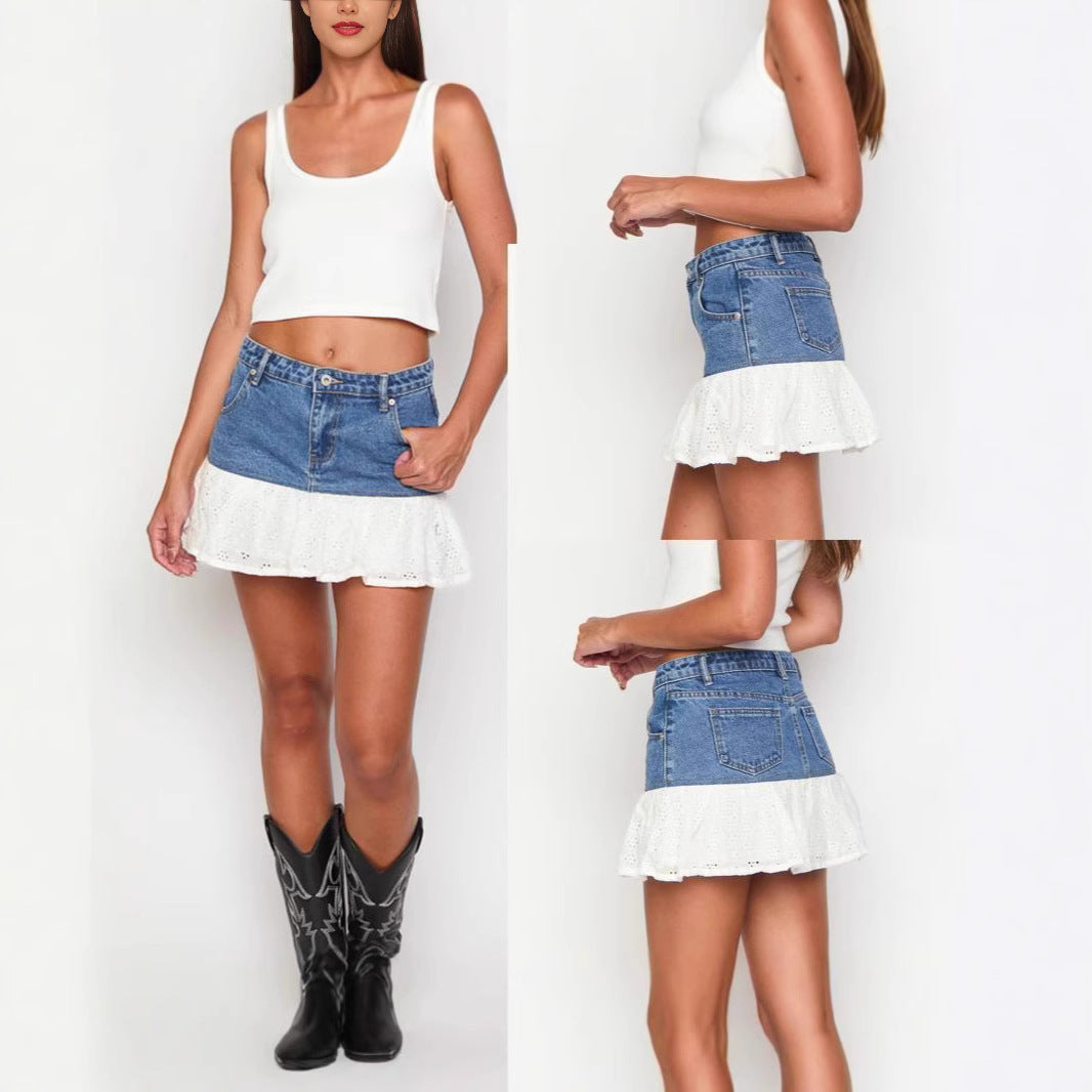 Casual High Waisted A Line Denim Skirt For Everyday Wear