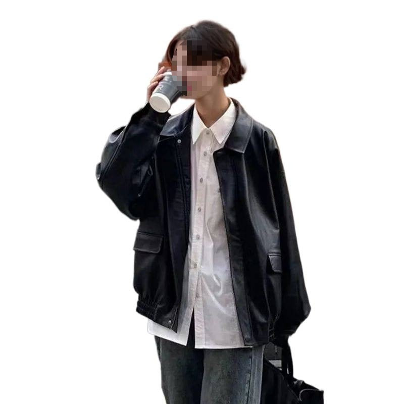 American Retro Loose Motorcycle Jacket For Women