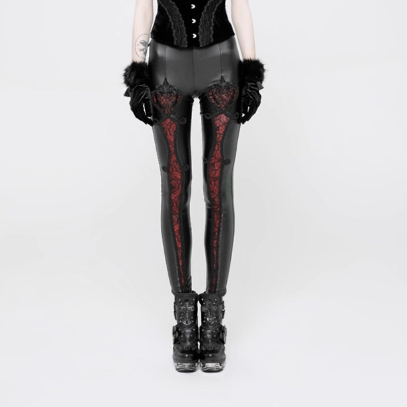 Punk Floral Embroidered Stretch Leggings With Slim Modern Fit