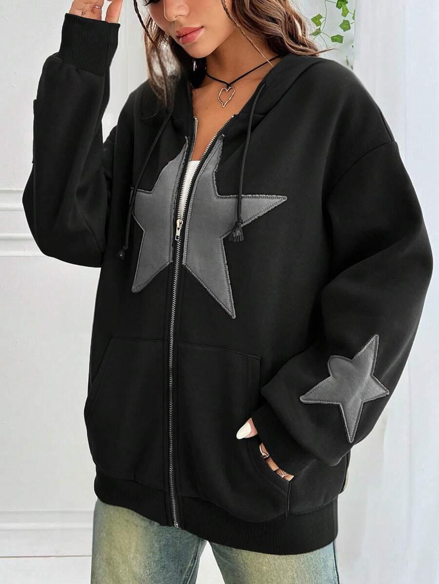 Relaxed Hooded Cardigan Jacket For Women