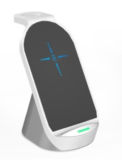 Vertical 15W Three?in?One Wireless Charging Stand With Dual Coils