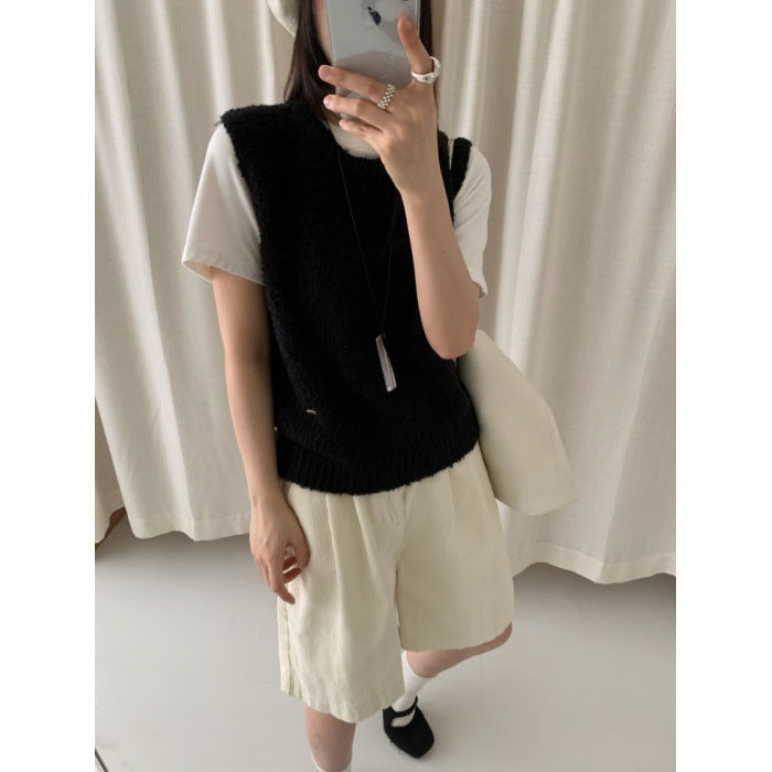 Korean-Style Candy Color Knit Vest For Women