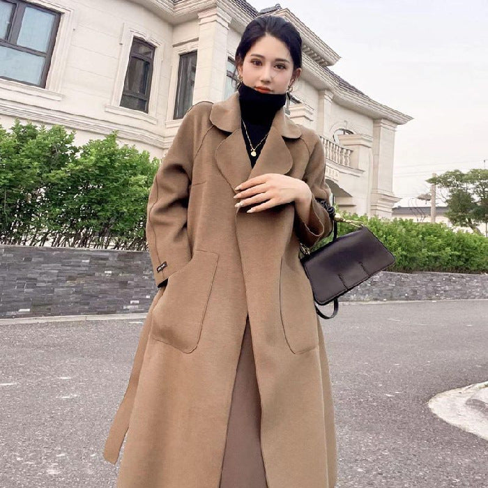 Stand-Collar Mid-Length Thick Fleece Coat For Women