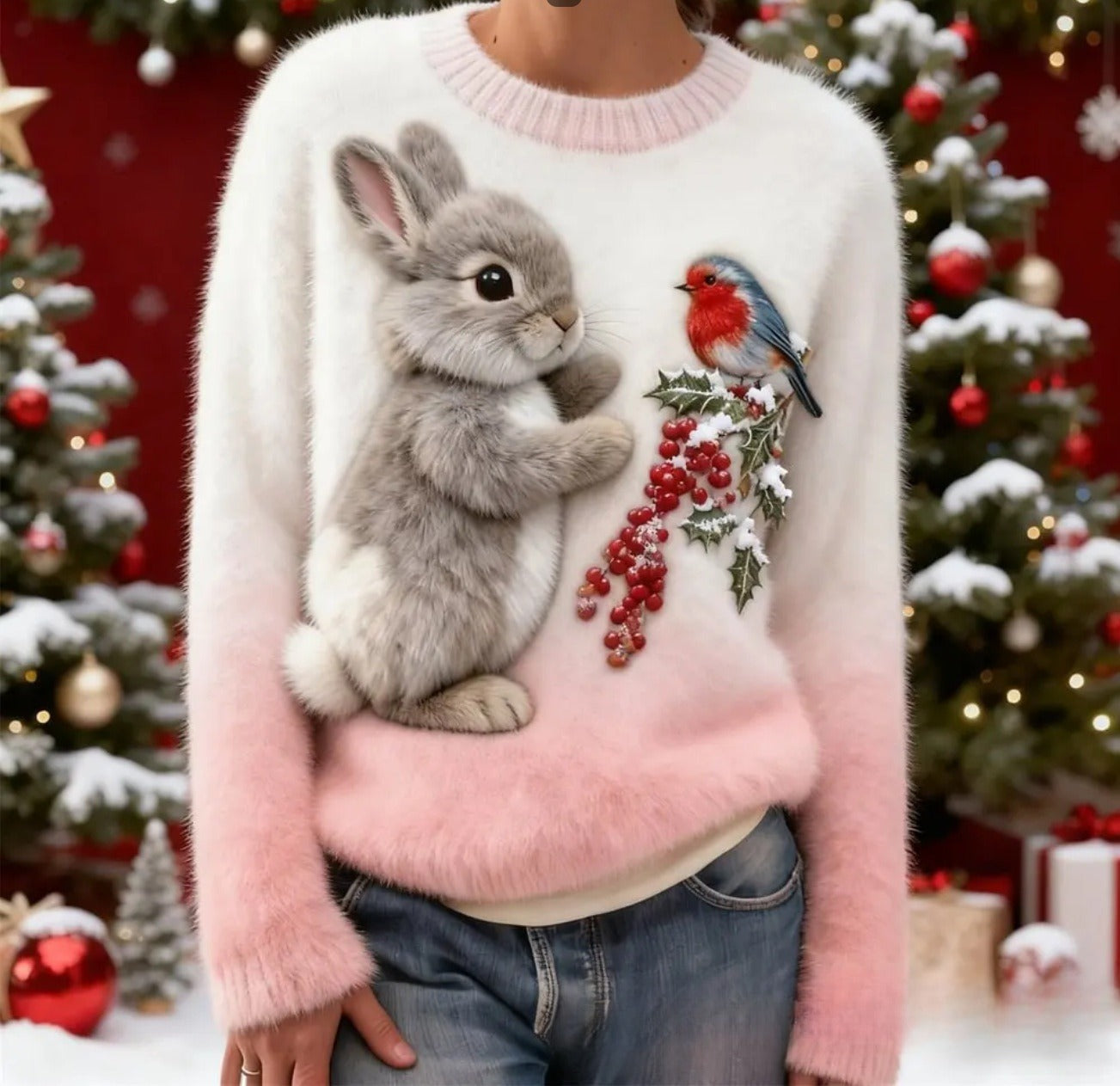 Christmas Pattern Flannel Hoodie With Loose Fit And Soft Warm Fabric