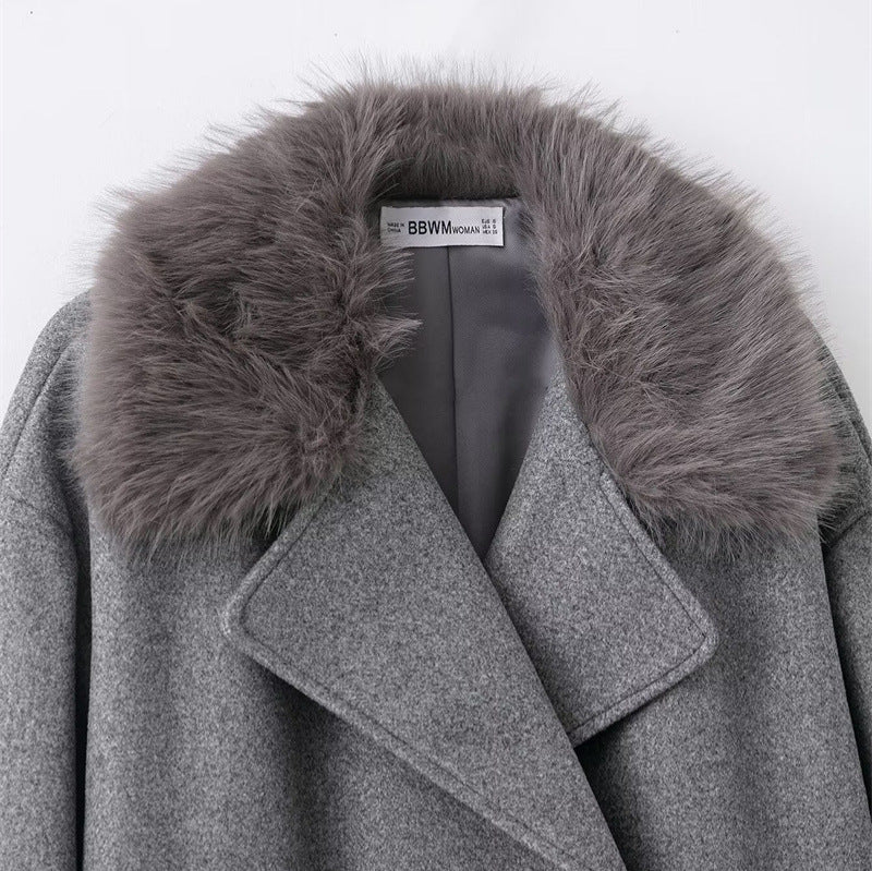 Mid-Length Hooded Belted Wool Cape Coat Women's Elegant Outerwear