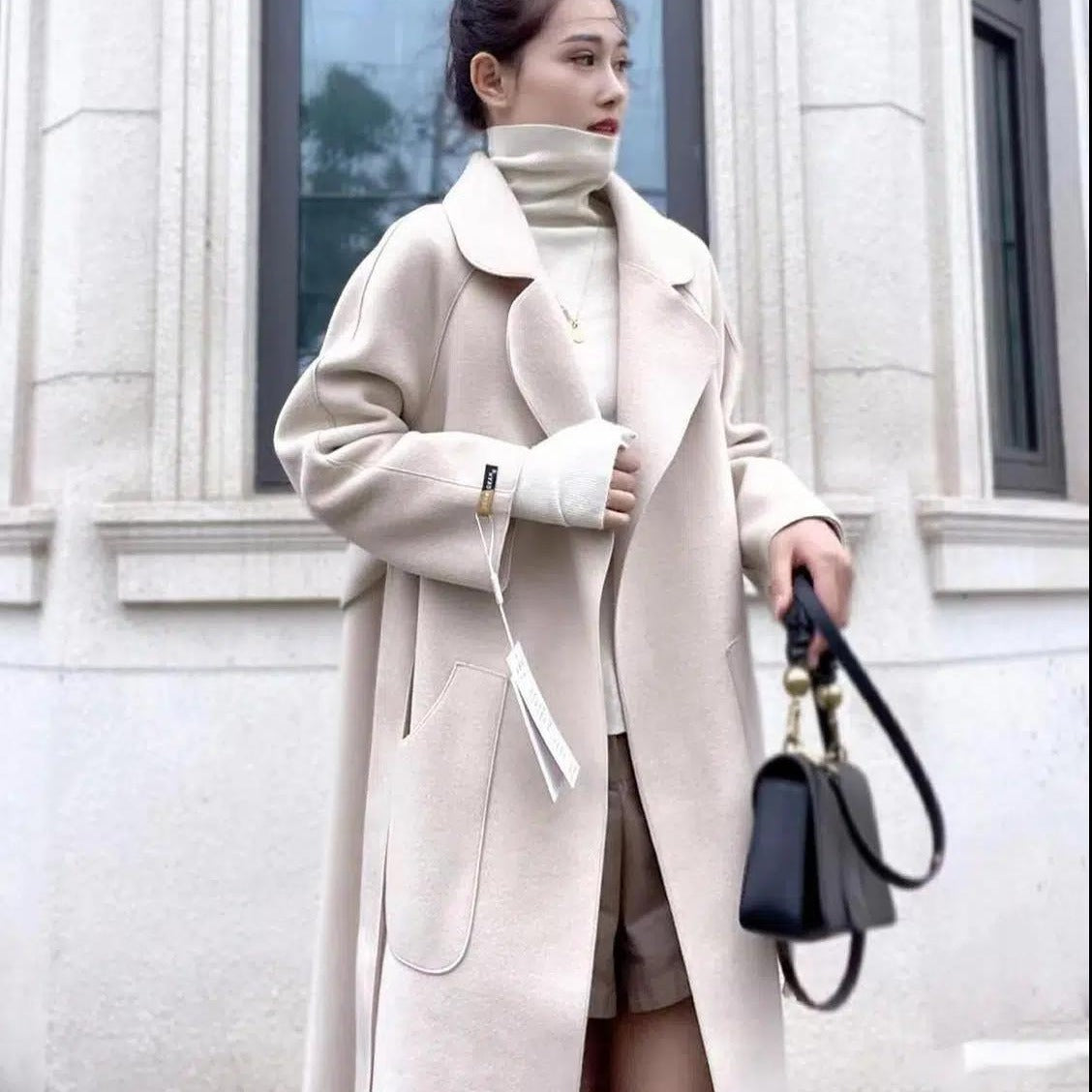Stand-Collar Mid-Length Thick Fleece Coat For Women