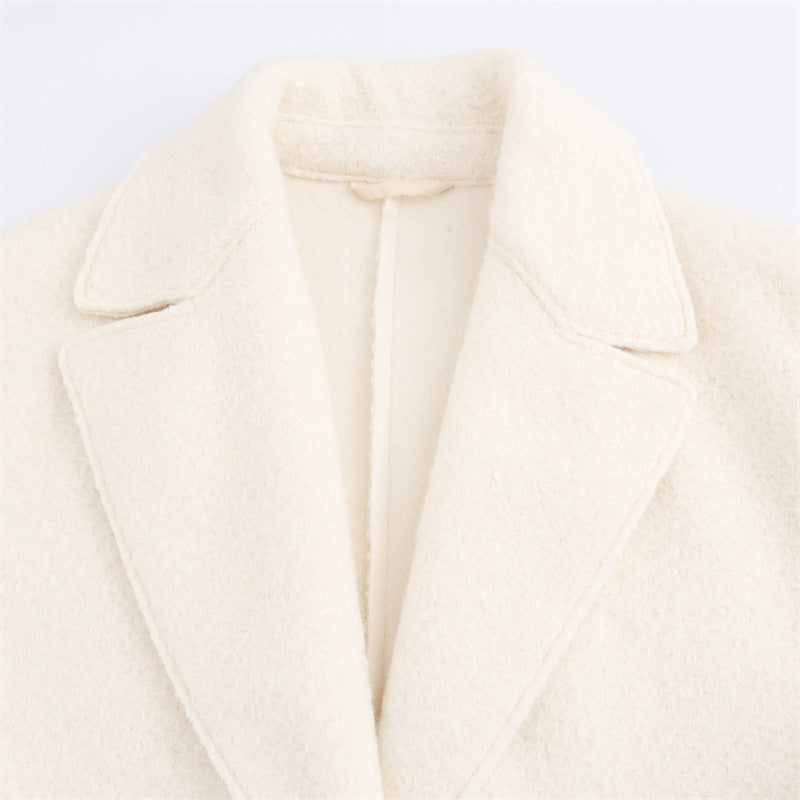 Elegant Long Single Breasted Wool Coat For Commuter Style