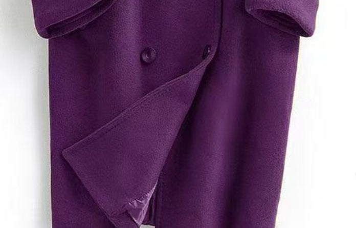 Double-Faced Wool Long Loose Coat Women's Casual Layering Coat
