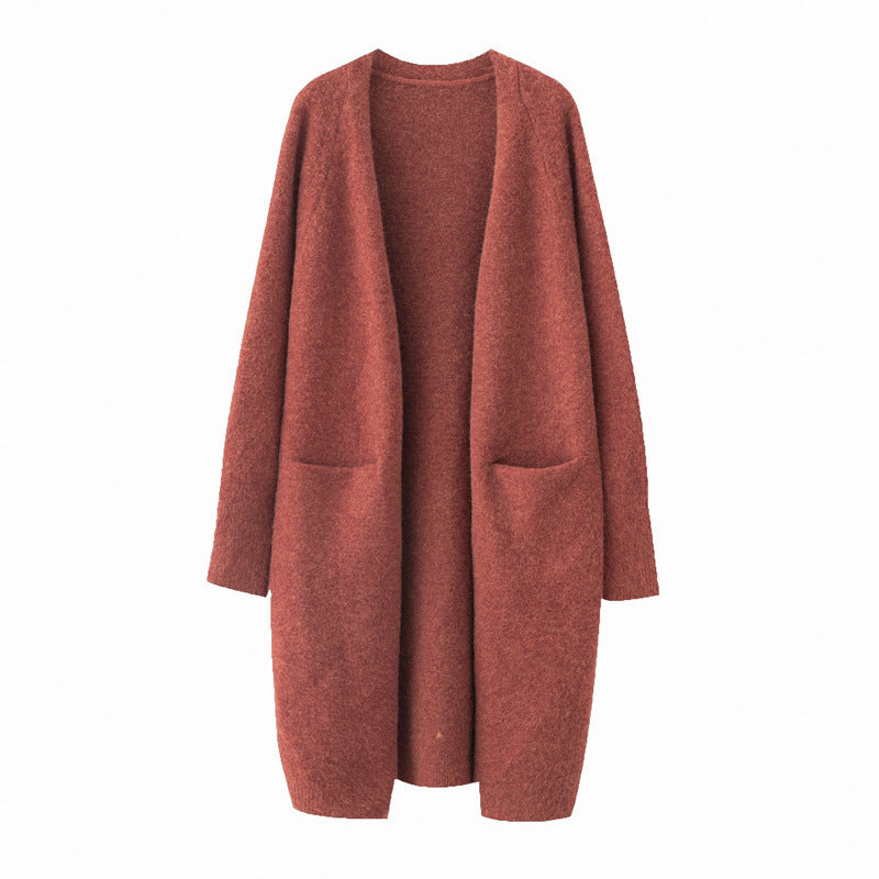 Long Loose Thick Knit Cardigan Coat For Women